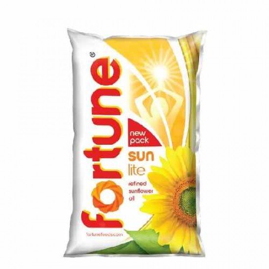 Fortune Sun Lite - Sunflower Refined Oil, 1 L Pouch