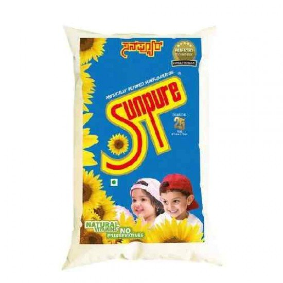 Sunpure Refined - Sunflower Oil, 1 L Pouch