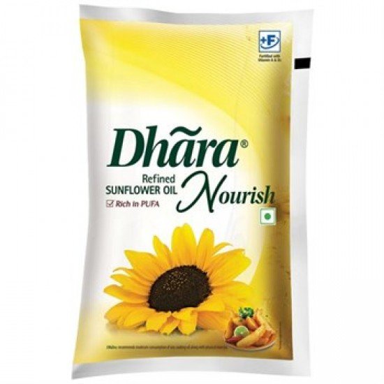 Dhara Refined - Sunflower Oil, (1L)